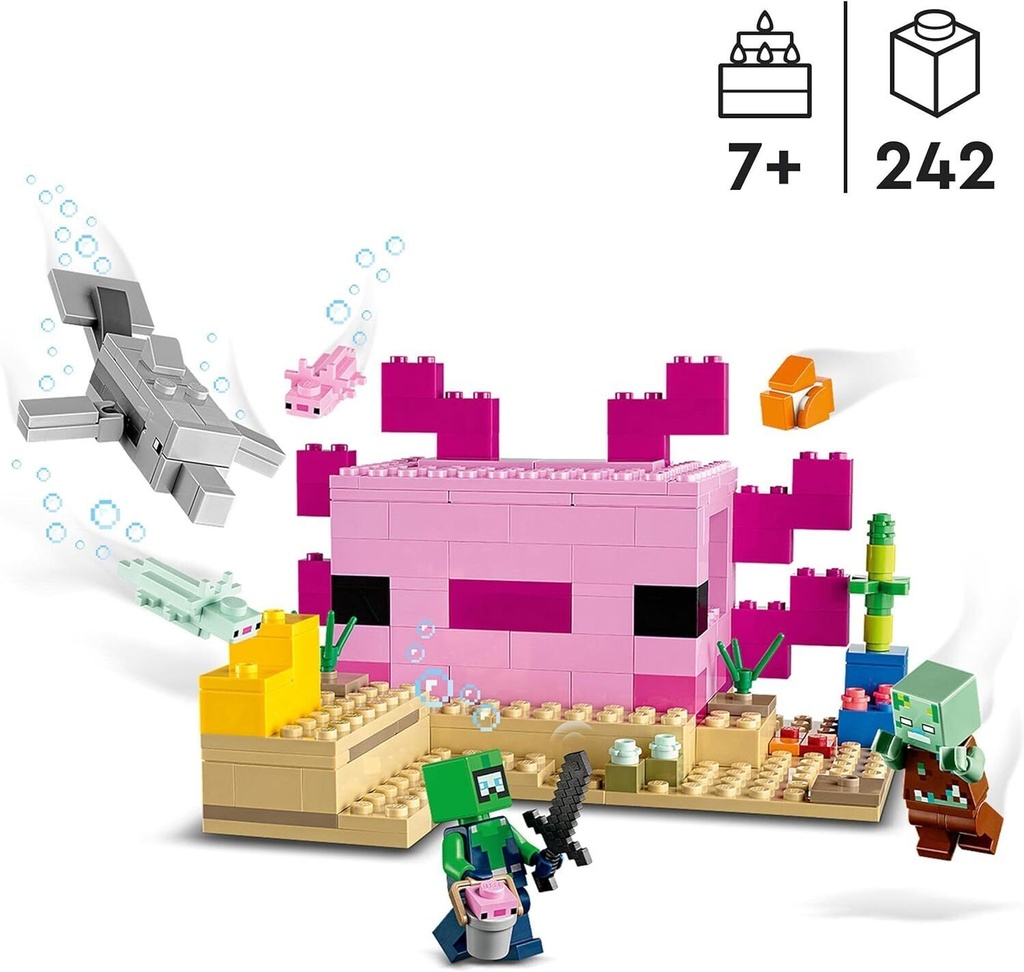 LEGO 21247 Minecraft The Axolotl House Set Buildable Underwater Base with Diver