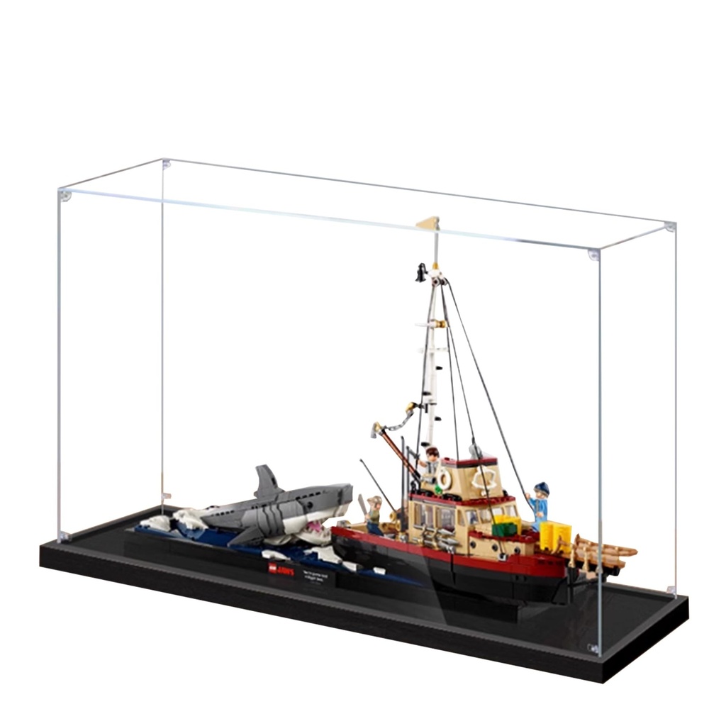 QIXINDGYH Acrylic Display Case for Lego 21350 Great White Shark Killer Whale Ship Building Set Clear DustProof