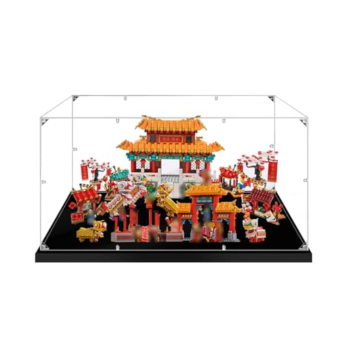 Acrylic Display Case Dustproof for 80104 lion dance 80105 temple fair Building Block Model KitTransparent Display BoxCompatible with LegoDisplay Case Only 3MM