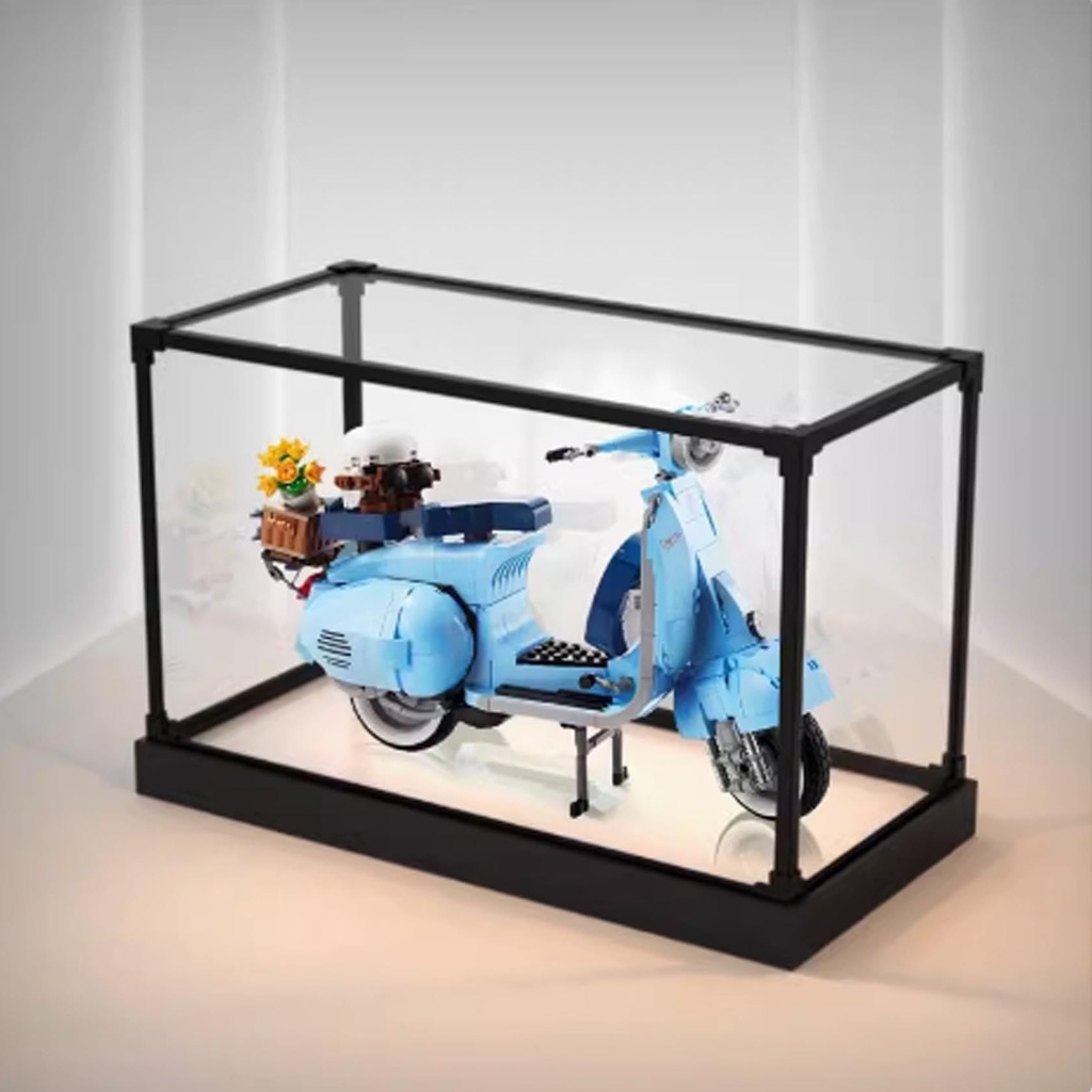 Acrylic Display Case For Lego 10298 Scooter Motorcycle Model Dustproof Transparent Acrylic Display Case Storage Box Model Not Included White base