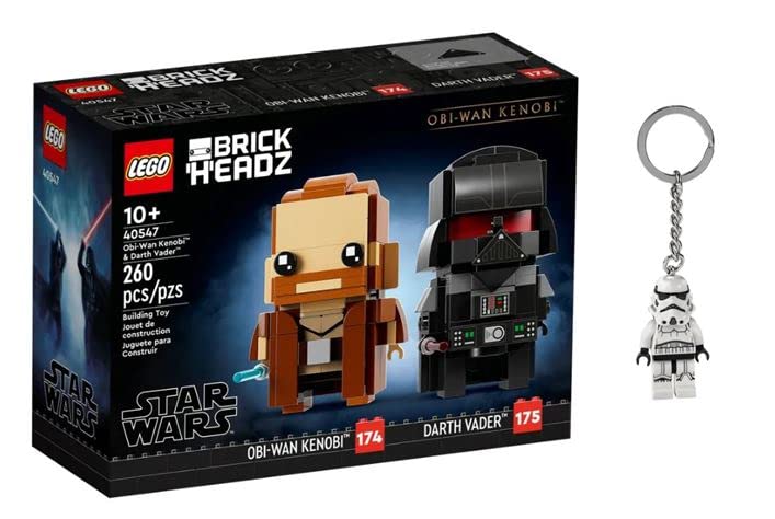 Lego Star Wars Brickheadz OBI Wan Kenobi Darth Vader Building Kit w Storm Trooper Keychain Gift Set Lego 40547 Keychain