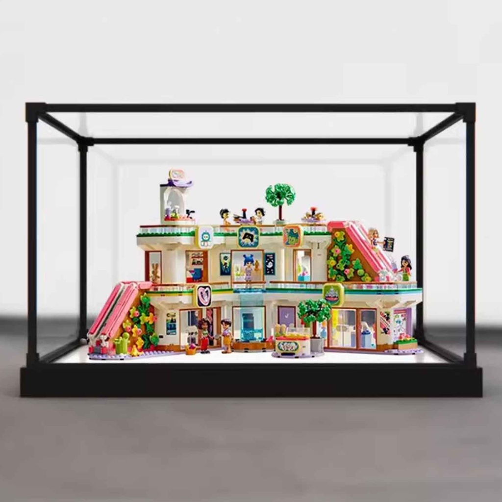 Acrylic Display Box for Lego 42604 Shopping Center Transparent Dustproof Display Box Compatible with Lego 42604 Construction kit Model not Included White Base