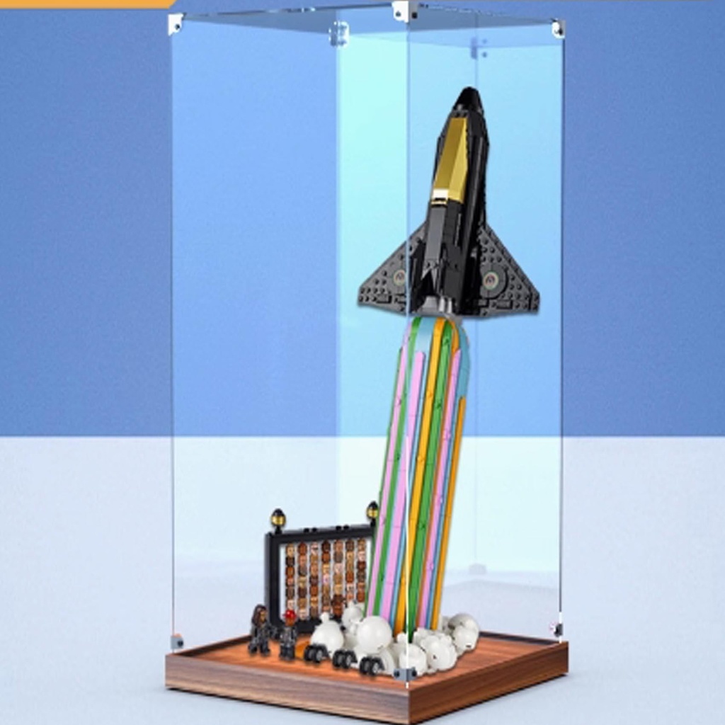 Transparent Acrylic Display Casefor Lego 10391 CrossMonth Carnival Model Clear BoxStorage BoxDisplay BoxCompatible with 10391 Model Display Box only Wood Grain Base