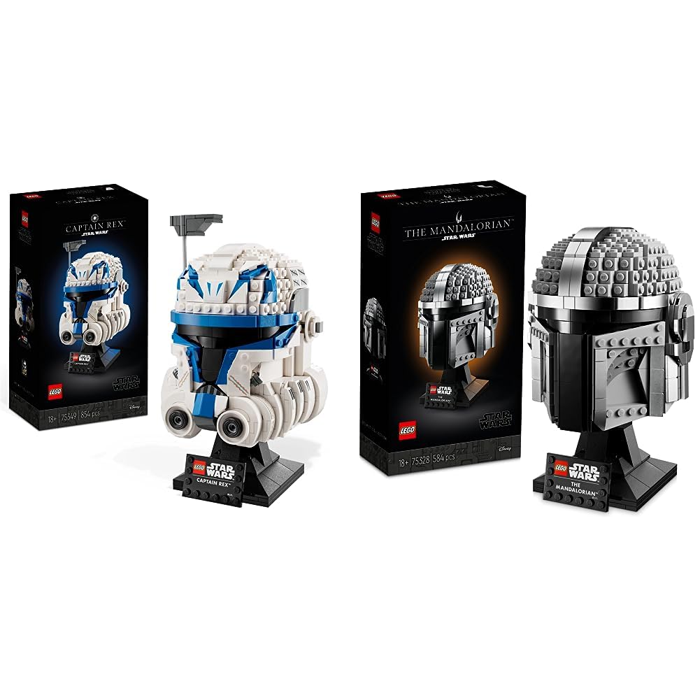 LEGO 75349 Star Wars Captain Rex Helmet Set The Clone Wars Collectible 75328 Star Wars The Mandalorian Helmet Buildable Model Kit Display Collectible Decoration Set