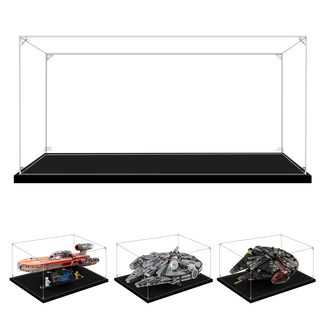 LILIKAKA Acrylic Display Case for Lego 75257 Millennium Falcon 75389 The Dark Falcon or 75341 Luke Skywalkers Landspeeder 1968x1417x787inches 50x36x20cm