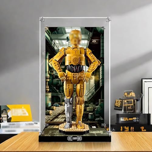 Acrylic Display Cases Box Suitable for Lego 75398 C3PO Robotshowbox Used for Model Display Dustproof Collectible Storage Model Not Included 3mm background