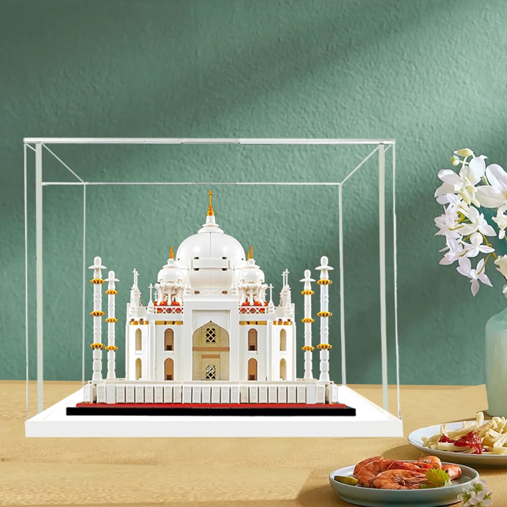 Acrylic Display Case for Lego 21056 Building Block Model Storage Transparent Dustproof Display Box 25x25x25cm Display Box Only Gift Idea Customizable White