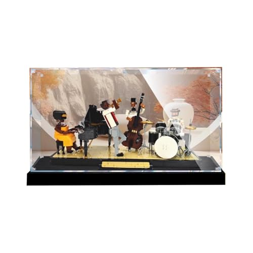 Transparent Acrylic Display Casefor Lego 21334 Jazz Band Model Clear BoxStorage BoxDisplay BoxCompatible with 21334 Model Display Box only Wood Grain Raised Base