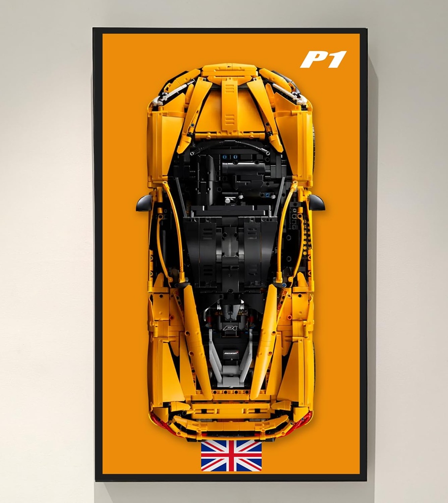 ICUANUTY Display Wallboard for Lego Technic McLaren P1 18 42172 Compatible with Lego P1 McLaren Gift Ideas for Lego Car Wall Mount Enthusiast Only Wallboard Size75x45cm Orange