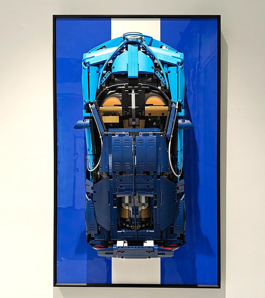 icuanuty Display Wallboard for Lego Technic Bugatti Chiron Race Car 42083 Compatible with Wall Frame Gift Ideas for Lego Car Wall Mount Enthusiasts 177 x 295 in Only Car Display Frame