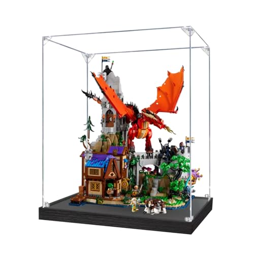 Figures Display Box for LEGO 21348 for Dungeons Dragons Red Dragons Tale Acrylic Dustproof Transparent Custom Display Case No Model snap fastener3mm