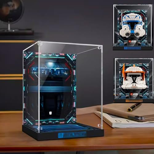 Generic Display Case for Lego Star Wars 75349 Captain Rex Helmet or 75350 Clone Commander Cody Helmet 75351 Universal Version Transparent Acrylic Tabletop Mount