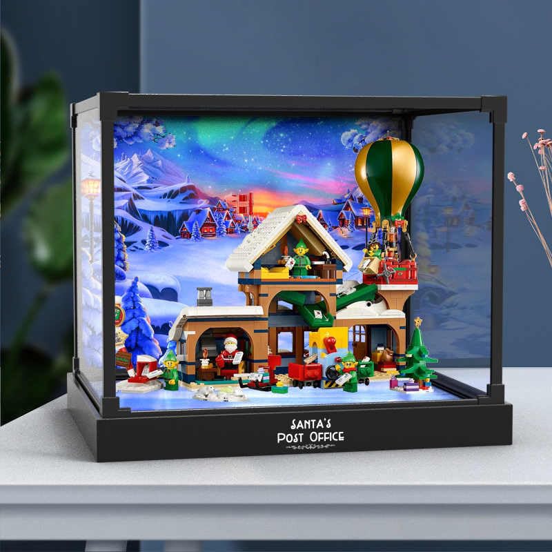 BoHeart Acrylic display case for Lego 10339 Santa Claus Post Office Alloy Frame customizedtransparent Dustproof display box can be collected Size30x20x25 cm Model Not Included