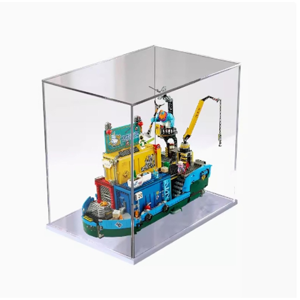 Transparent Acrylic display box for Lego 80013 Sea Base model Dustproof Storage Display Box Model Not Included White base