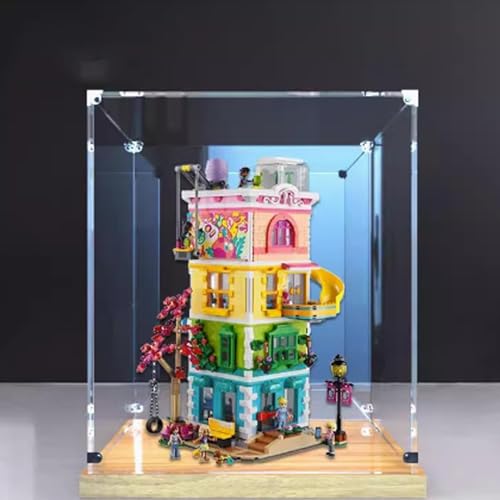Transparent Acrylic display box for Lego 41748 Entertainment Centre model Dustproof Storage Display Box Model Not Included Gold Oak Base