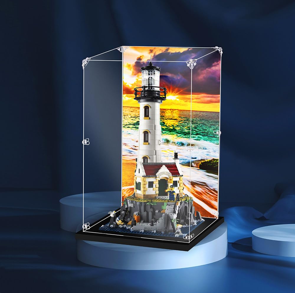 Acrylic Display case for Lego Motorized Lighthouse 21335 Lego Set is not Included with Background