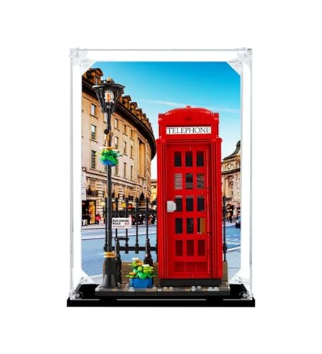 TRUSTFAR Acrylic Dustproof Display Case Designed for Lego 21347 London Red Phone Booth Building Block Model Display Box Compatible with Lego 21347 No model background