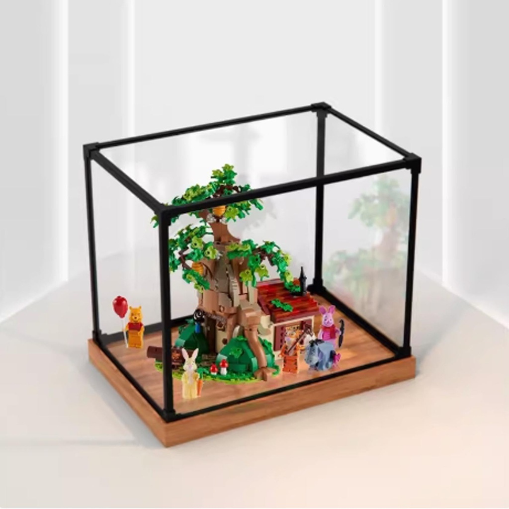 Acrylic Display Case For Lego 21326 Treehouse Model Dustproof Transparent Acrylic Display Case Storage Box Model Not Included woodgrain base