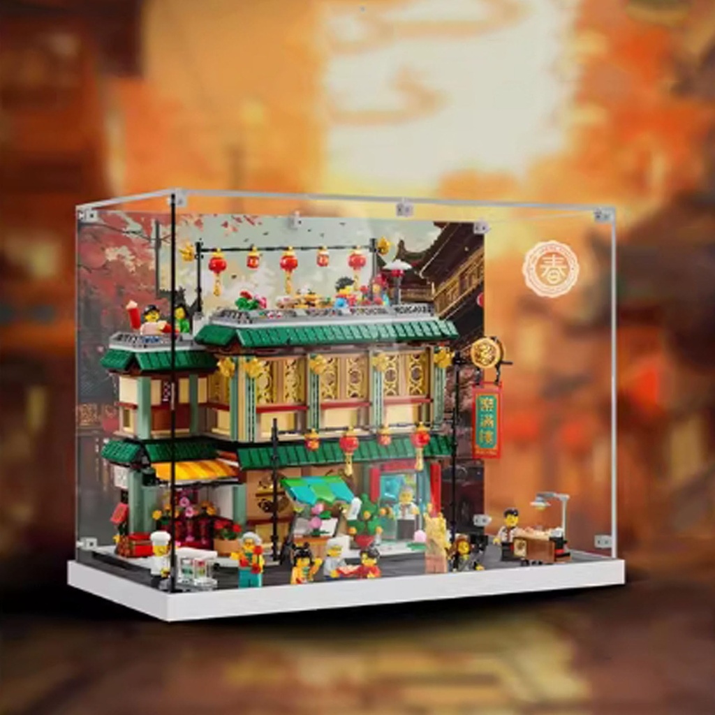 Selfassembling clear acrylic display box dustproof storage collectibles memorabilia display box cube countertop box for Lego 80113 Le Mansion block model box only Style 2