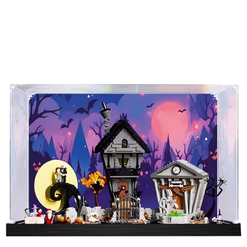 Acrylic Display Case for Lego 21351 Christmas Horror Night Building SetClear Display Case DustProof Display Case Compatible with Lego 21351Only Display Case Background C