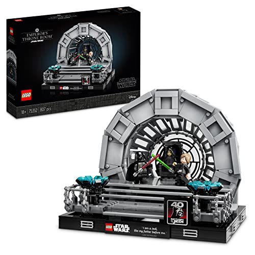 LEGO Star Wars Emperors Throne Room Diorama Return of the Jedi 40th Anniversary Lightsaber Dual Set for Adults Gift for Men Women with Luke Skywalker and Darth Vader Minifigures 75352