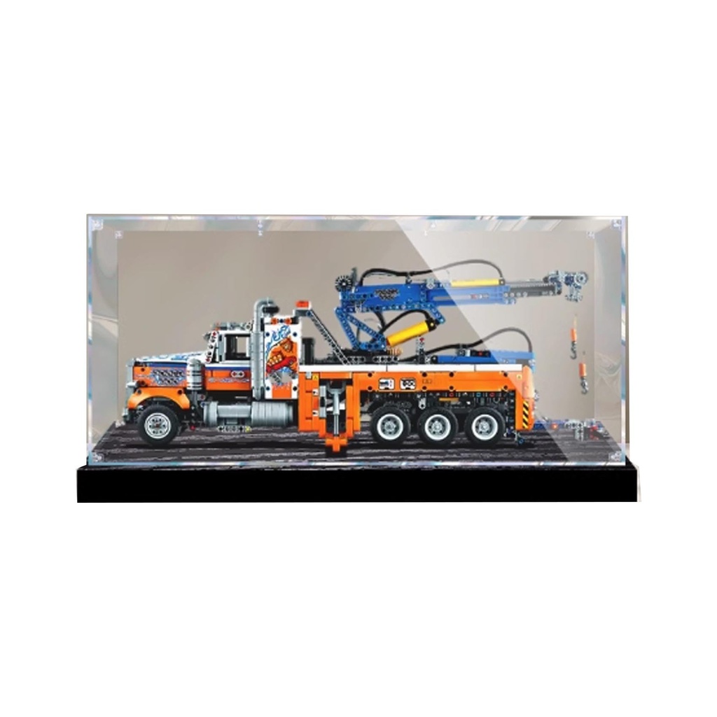 Transparent Acrylic Display Casefor Lego 42128 Heavy Duty Trailer Model Clear BoxStorage BoxDisplay BoxCompatible with 42128 Model Display Box only Wood Grain Raised Base