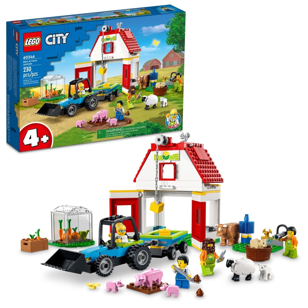LEGO City Barn Farm Animals 60346 Building Toy Set for Kids Preschool Boys and Girls Ages 4 230 Pieces