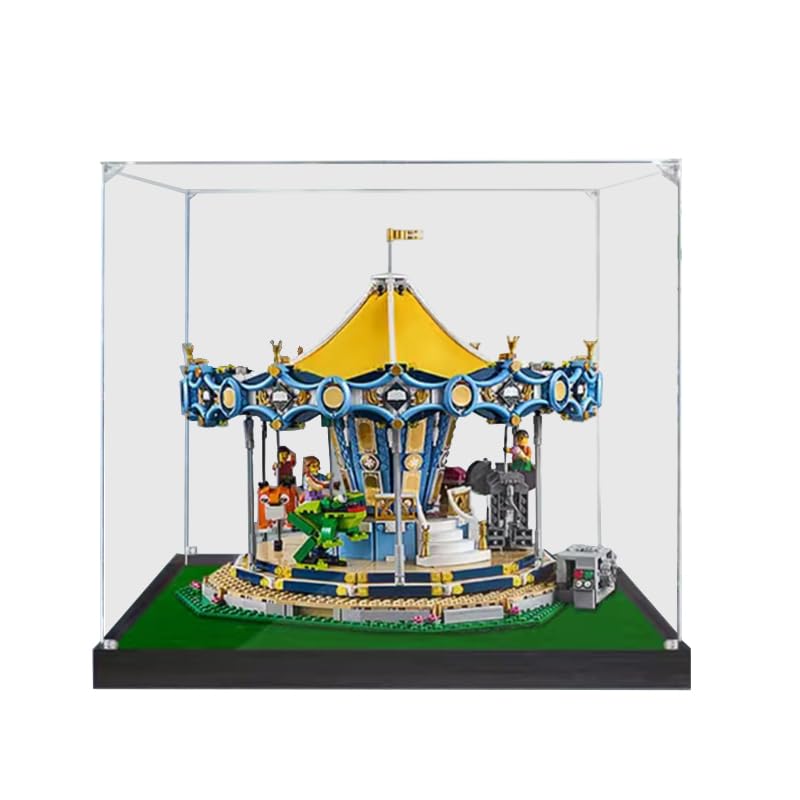 Applicable to for Lego Creator 10257 Expert Carousel Storage Acrylic Display Box Transparent Toy Gift Size42x40x34cm Display Case Only Without Model Black Bottom