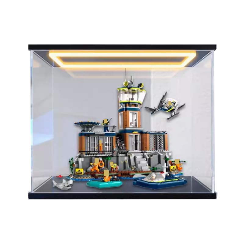 HCAEIOFJ Clear Acrylic Display Case for Lego City 60419 Applicable for Prison Island Display Box GiftDisplay Case Only Black BottomTop Light1