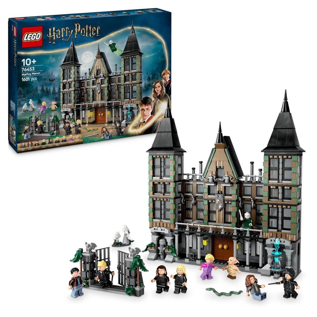LEGO Harry Potter Malfoy Manor Set Collectible Building Toy for Kids Features 9 Character Minifigures Including Dobby Creative Wizarding World Gift for 10 Plus Year Old Girls Boys 76453