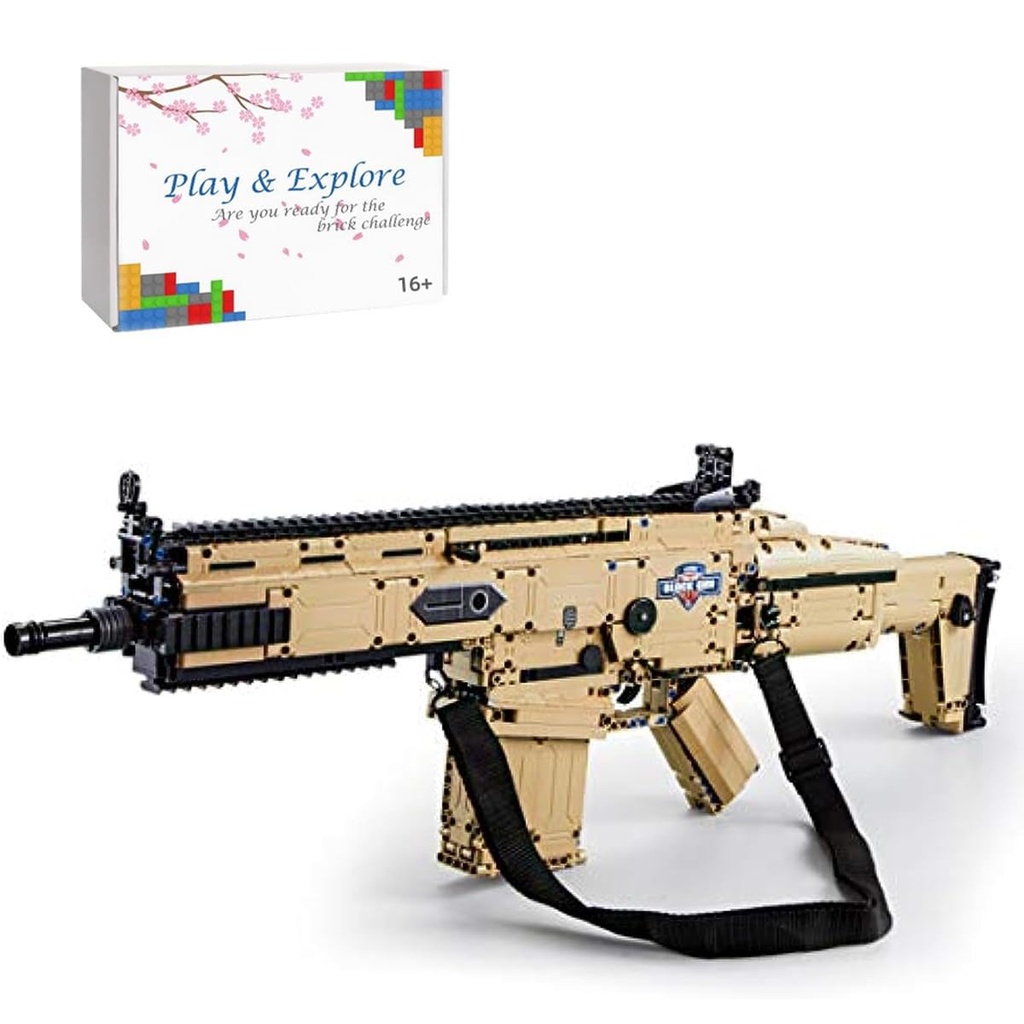 Tirff Technic Gun Building Blocks 1406 Pieces FN SCAR 17S Assault Rifle Blocks Set Shootable Gun Military Weapon Model for Adults Kids Compatible with Lego