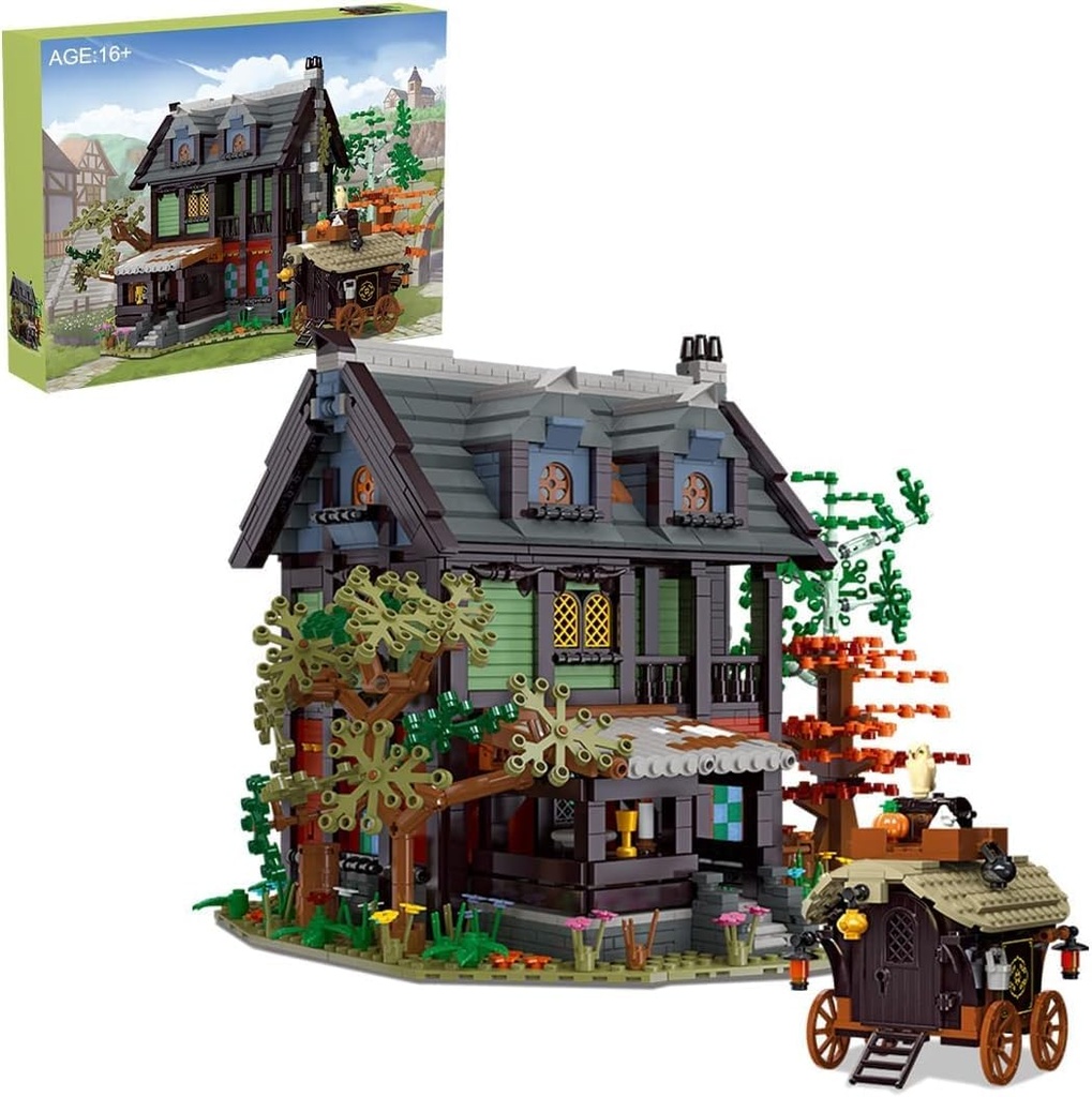 Modular House Building 2710 Pieces Medieval Inn Street View Architecture Building Set with LED Lights Modular House Construction Toy Sets for Kids Adult Compatible with Lego