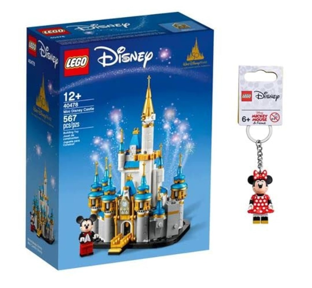 LEGO Disney 50th Anniversary Mini Disney Castle Building Kit Minnie Mouse Keychain Gift Set Mini Disney Castle Minnie Keychain LDMC22