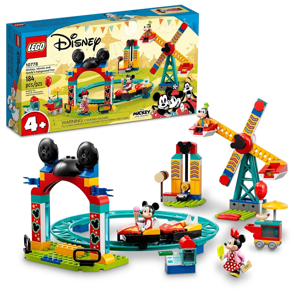 LEGO Disney Mickey and Friends Mickey Minnie and Goofys Fairground Fun 10778 Building Toy Set for Preschool Kids Girls and Boys Ages 4 184 Pieces
