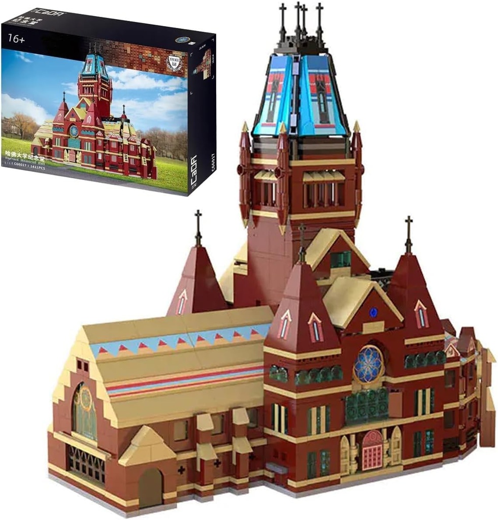 Street Scene Building Blocks Set 1411 Pieces Harvard Memorial Hall Model Building Blocks Kit Landmark Architecture Mirco Bricks Model Set for Kids and Adult Not Compatible with Lego