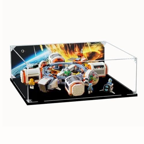 Figures Display Box for LEGO 60433 for City Modulare Raumstation Acrylic Dustproof Transparent Custom Display Case No Model background