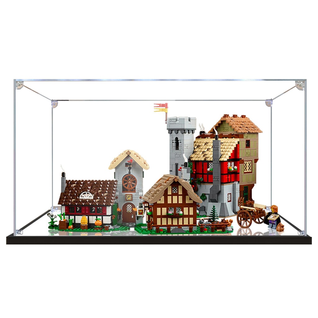Acrylic Display Case for Lego 10332 Medieval Town Square Dustproof Display Box Storage Box Dustproof Showcase for Lego 10332Only Display Case Mirror thickened3mm
