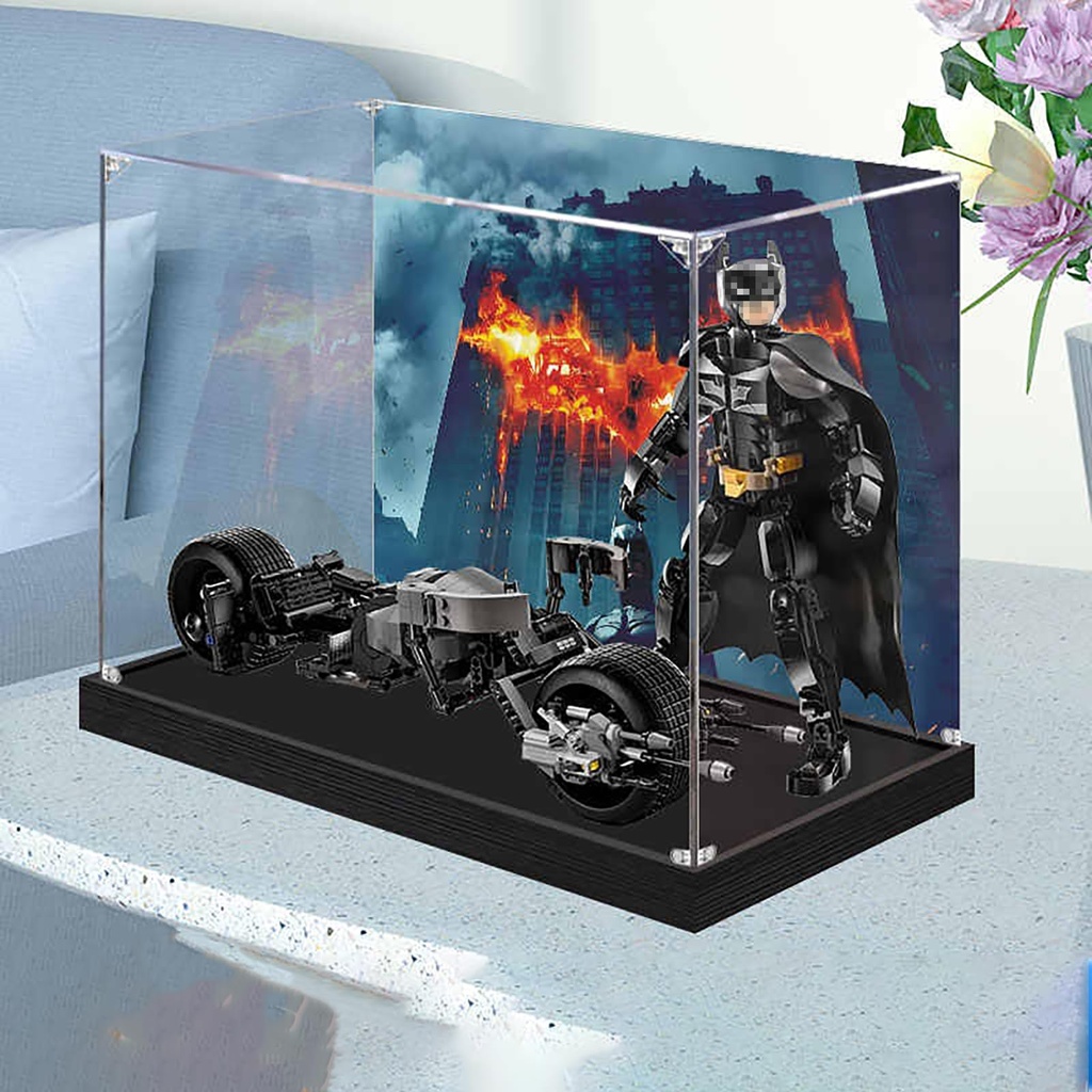 Acrylic transparent display box suitable for LEGO 76273 Batmon and Batmobile building blocks dust boxAcrylic Dustproof Transparent Custom Display Case No Model Background painting3mmB