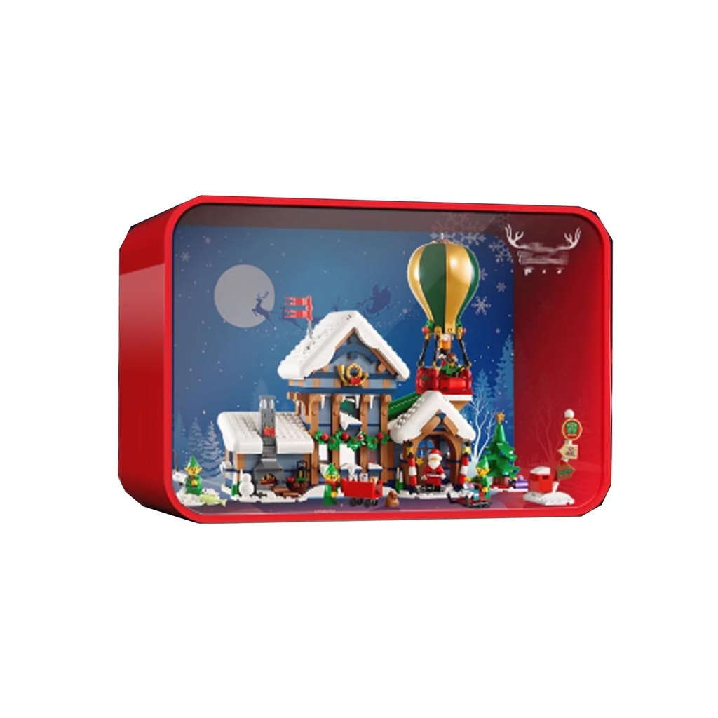 DANRUN Acrylic Display Case Box Compatible with Lego 10339 Santa Claus Post Office Christmas Model Transparent Red