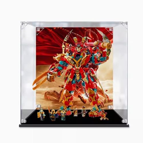 Acrylic Display Box Compatible with Lego 80045 Mech Block Dustproof Thick Base Collectible Gift Display Case Organizer Box Only Back Painting Only