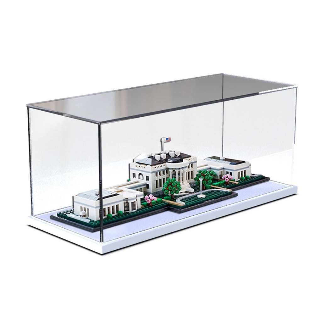 Clear Acrylic Display Case for Lego 21054 Model Dustproof Cover and Customizable for Building Blocks The Model NOT Included White