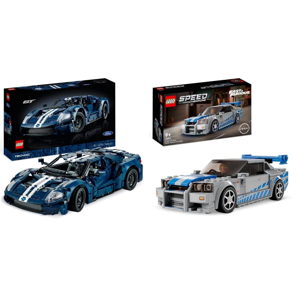 LEGO 42154 Technic 2022 Ford GT Car Model Kit for Adults to Build 76917 Speed Champions 2 Fast 2 Furious Nissan Skyline GTR Race Car Toy Model Building Kit