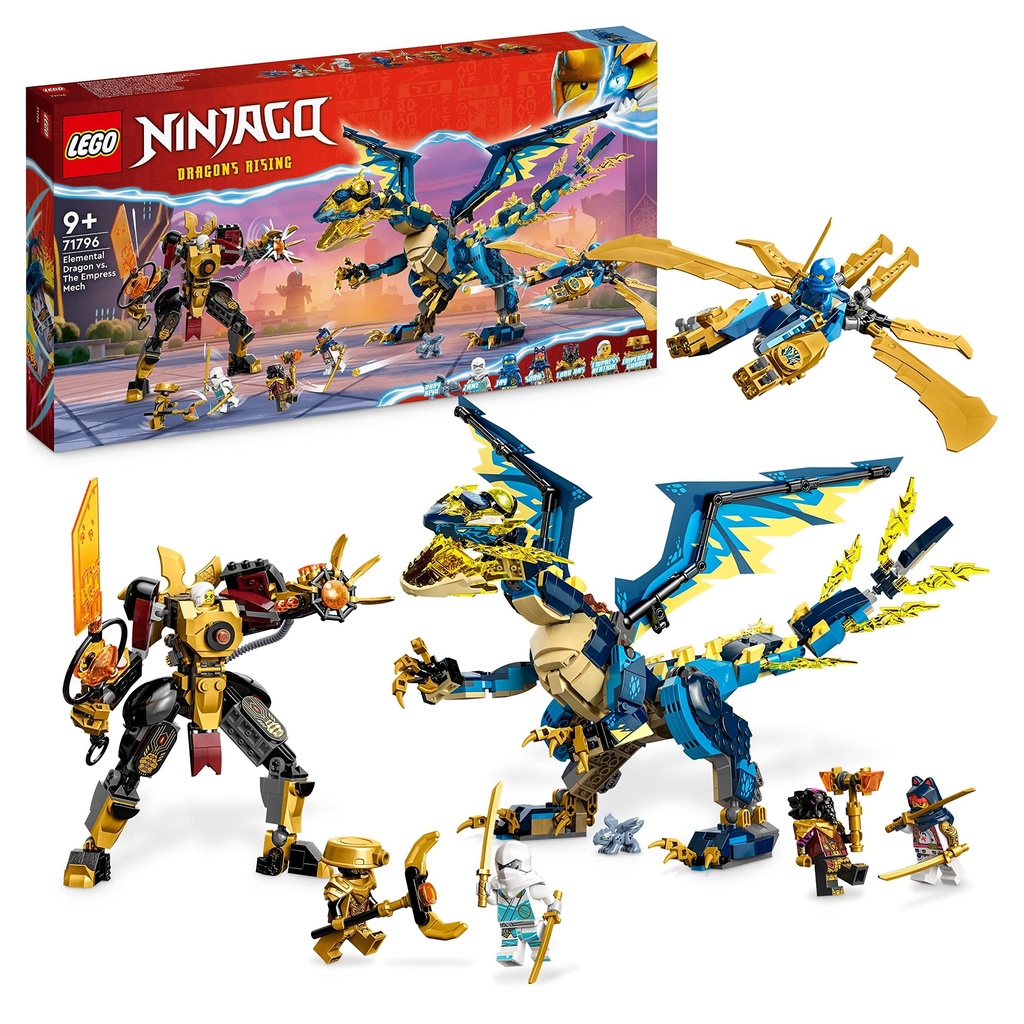 LEGO NINJAGO Elemental Dragon vs The Empress Mech Large Building Toy Set with Dragon Toy Action Figure Ninja Flyer and 6 Minifigures Dragons Rising Series Gift for Kids Boys Girls 71796