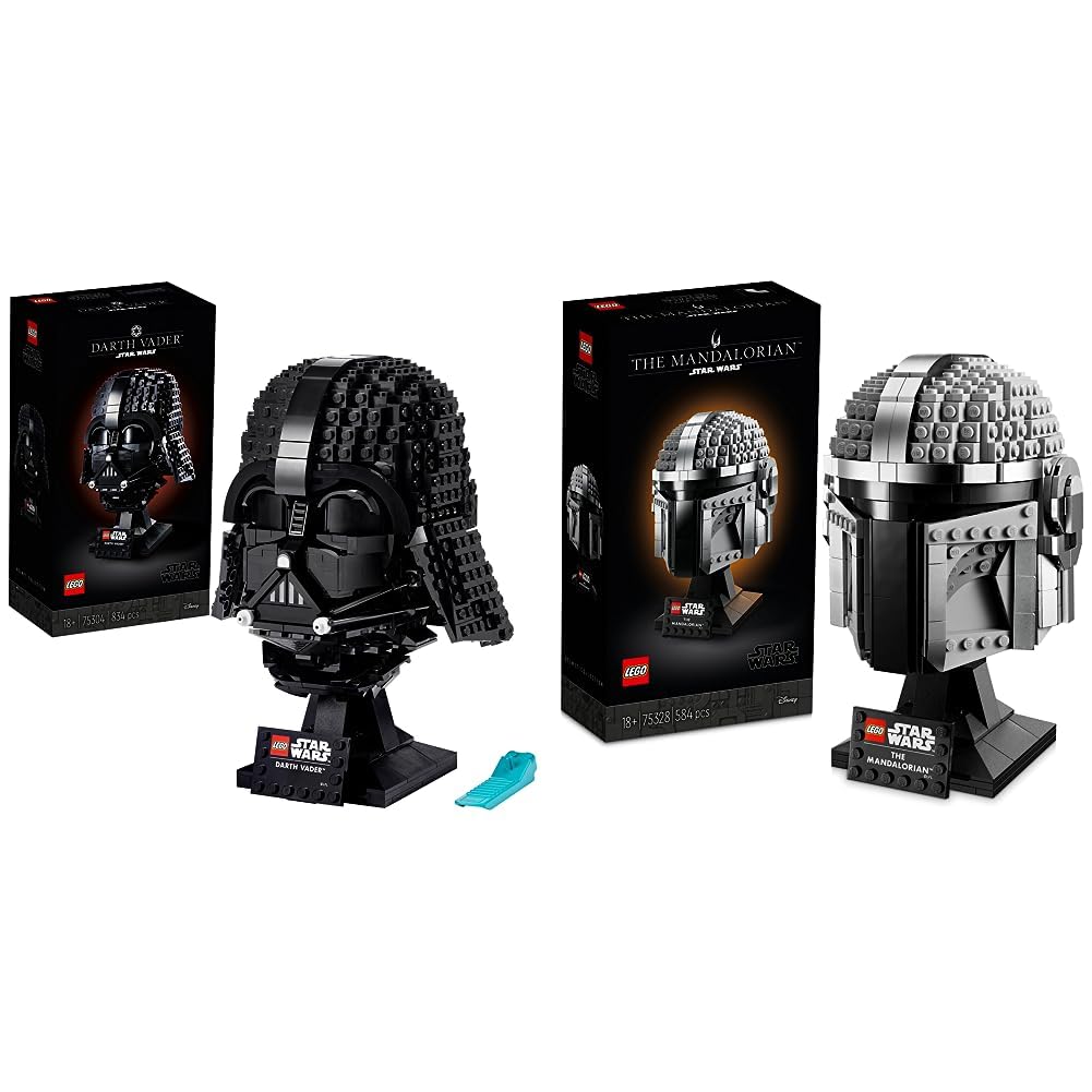 LEGO 75328 Star Wars The Mandalorian Helmet Buildable Model Kit Display Collectible Decoration Set 75304 Star Wars Darth Vader HelmetMask Display Building Set for AdultsCollectible Gift Model