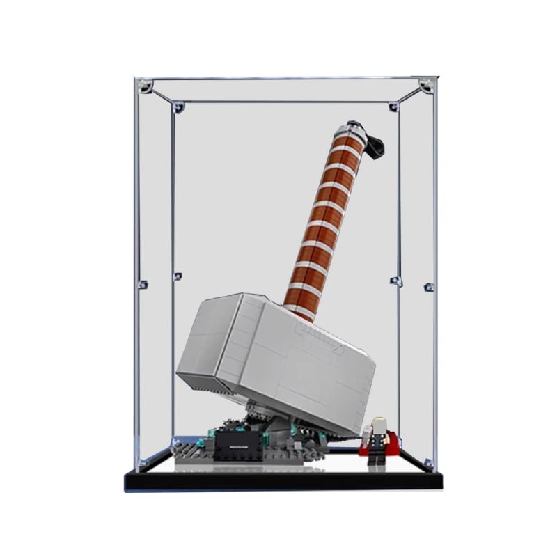 HCAEIOFJ Clear Acrylic Display Case for Lego 76209 Applicable for Thors Hammer Display Box GiftDisplay Case Only Mirror Bottom
