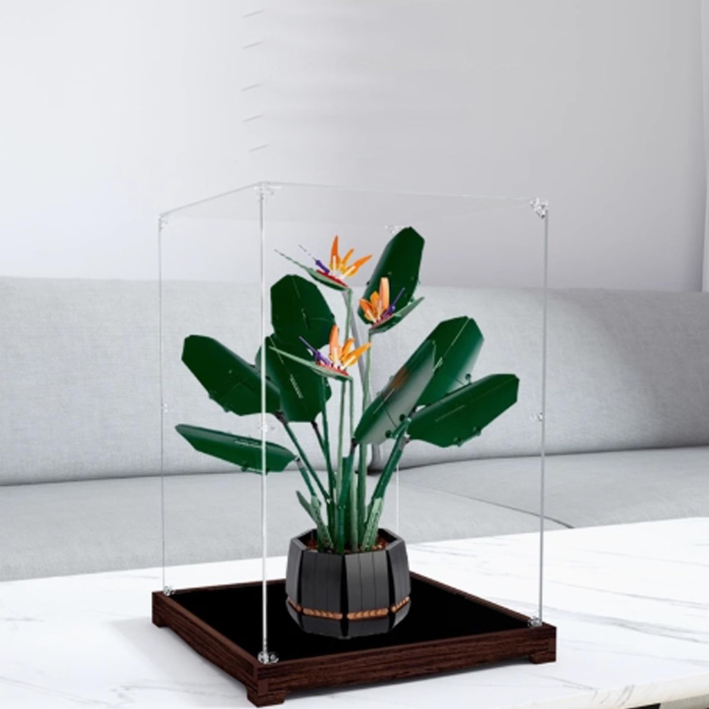 Transparent Acrylic Display Casefor Lego 10289 Bird of Paradise Bonsai Model Clear BoxStorage BoxDisplay BoxCompatible with 10289 Model Display Box only Black Walnut