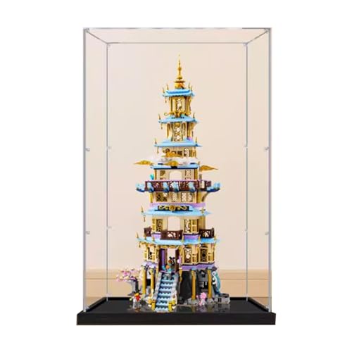 FEIFANBOYANG Acrylic Transparent Display Case for Lego 80058 Pagoda Model Dustproof Transparent Display Case Showcase 137 98 255 inches Display Case Only 2mm