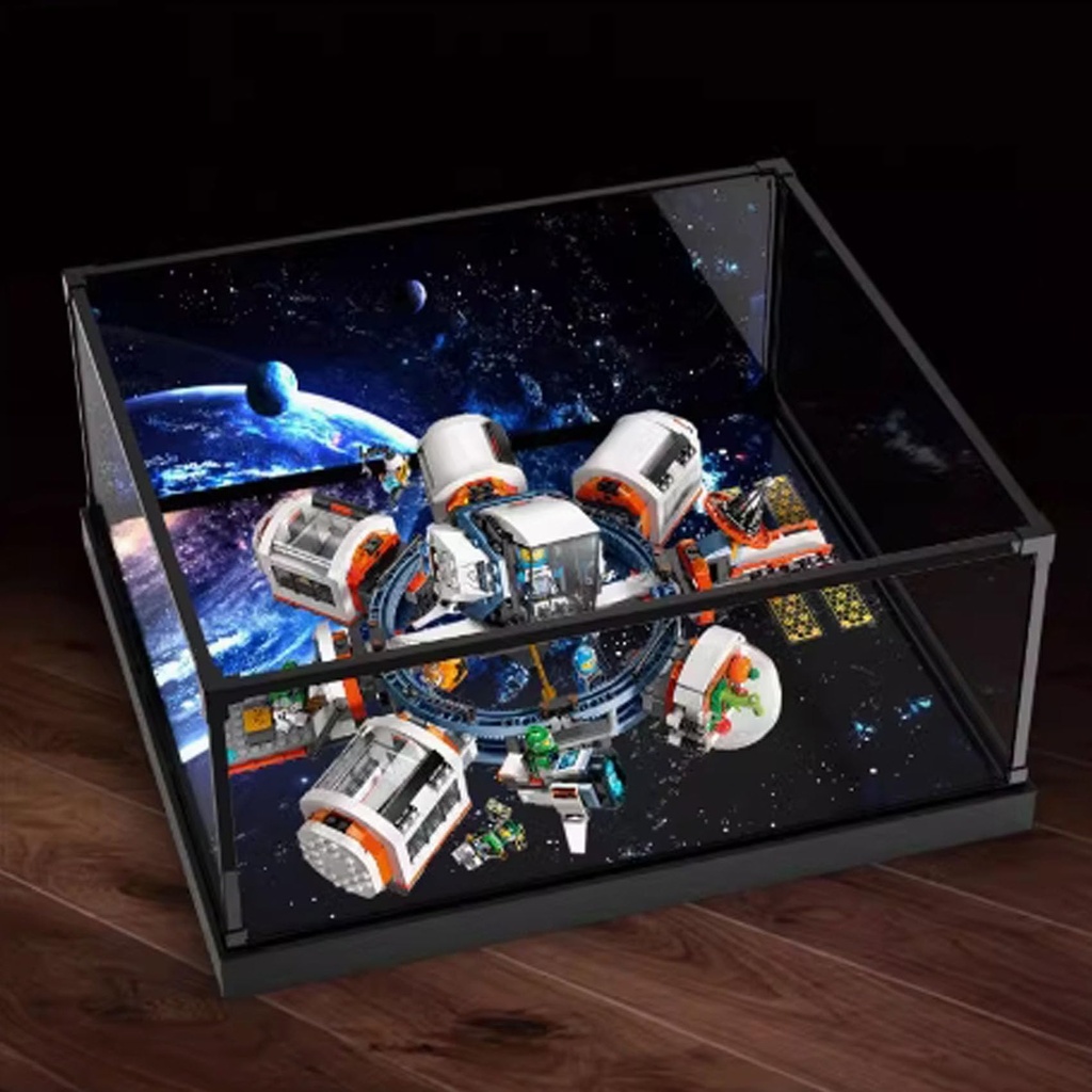 Transparent Acrylic Display Casefor Lego 60433 Space Station Toys Model Clear BoxStorage BoxDisplay BoxCompatible with 60433 Model Display Box only backspray Model