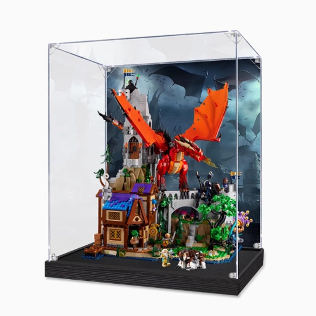 Clear Acrylic Display Box Compatible with Lego 21348 Red Dragon Model Dustproof Display Gifts Protect Decorations Collectibles Storage Organizer Box Only Background Paragraph