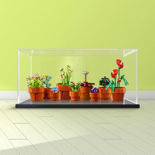 Acrylic Display Case for Lego 10329 Tiny Plant Potting Building Block Model Storage Transparent Dustproof Display Box 45x20x20cm Display Box Only Gift Idea Customizable Black